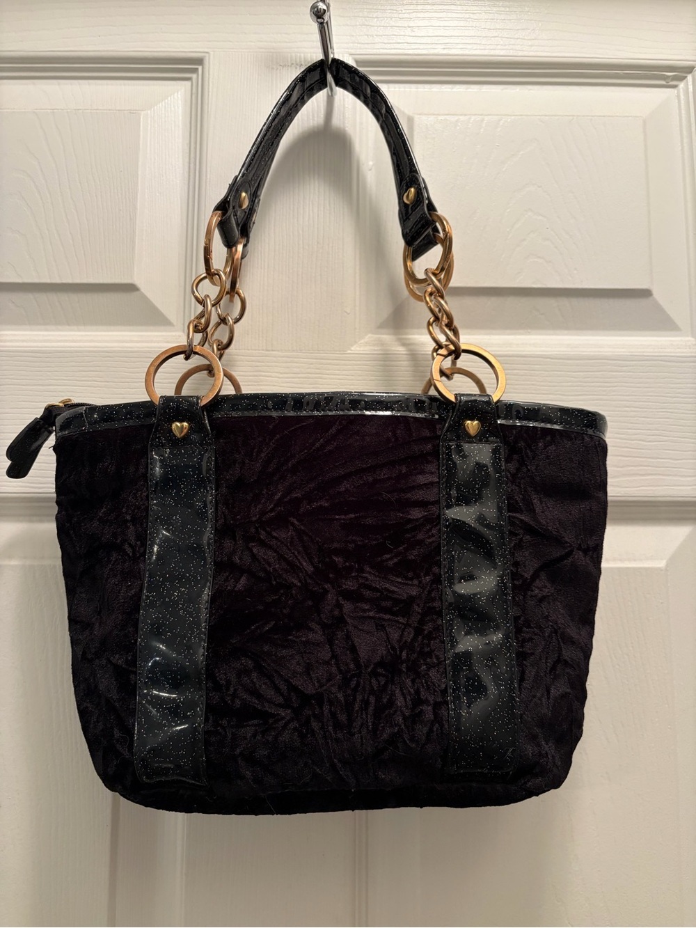 Sanrio Hello Kitty 2008 Gothic Velvet Chain Tote Y2K Kawaii Purse - Picture 7 of 12